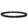 4mm Round Natural Obsidian Beads Bracelet for Men X-KG3069-18-1
