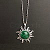 Synthetic Malachite Sun Pendant Alloy Chain Vintage Necklaces WB3716-4-1
