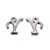 Gunmetal Plated Alloy Letter Pendants PALLOY-P097-03-Y-1