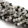 Natural Black Rutilated Quartz Round Beads Strands X-G-E251-30-4mm-1