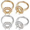 Beebeecraft 4Pcs 2 Colors Adjustable Brass Micro Pave Clear Cubic Zirconia Flower Adjustable Ring Components ZIRC-BBC0001-93-1