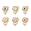 Brass Micro Pave Cubic Zirconia Cuff Rings RJEW-H256-12G-2