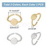 4Pcs 2 Colors Brass Flat Round Open Cuff Ring RJEW-UN0002-43-3