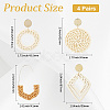 4 Pairs 4 Styles Rattan Dangle Stud Earrings EJEW-SP0001-16B-2