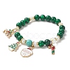 Synthetic Malachite Round Beaded Stretch Bracelet X1-BJEW-TA00251-4