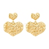 Hammered Heart Brass Dangle Stud Earrings LS-EJEW-R025-23G-4