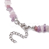 Natural Lepidolite/Purple Mica Stone Chip Beaded Necklace NJEW-JN04615-04-5