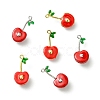 6Pcs 2 Colors Cherry Brass Enamel Pendants KK-CJ0003-18-8
