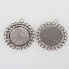 Vintage Tibetan Style Alloy Flower Pendant Cabochon Bezel Settings X-TIBEP-O006-31AS-1