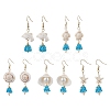 5Pair Shell Glass Dangle Earrings EJEW-MZ00424-2