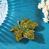 Autumn Maple Leaf Light Gold Alloy Rhinestone Brooch Pins JEWB-TADJ0001-01B-5
