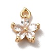 Brass Cubic Zirconia Flower Charms KK-O141-01G-M-2