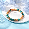 8mm Round Dyed Synthetic Ocean White Jade Beaded Stretch Bracelets for Women Men BJEW-JB10509-2