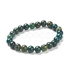 Natural Moss Agate Beaded Stretch Bracelets BJEW-D446-C-44-2