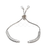 Brass Pave Clear Cubic Zirconia Rectangle Slider Bracelet Making BJEW-U005-01P-1