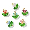 Glass Flower Pendants PALLOY-CJ00038-7