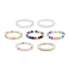 7Pcs 7 Color Candy Color Acrylic Round Beaded Stretch Bracelets Set BJEW-JB08928-1