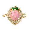 Brass Micro Pave Clear Cubic Zirconia Fruit Connector Charms KK-I276-15P-B02-1