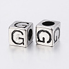 304 Stainless Steel Large Hole Letter European Beads STAS-H428-01AS-G-2