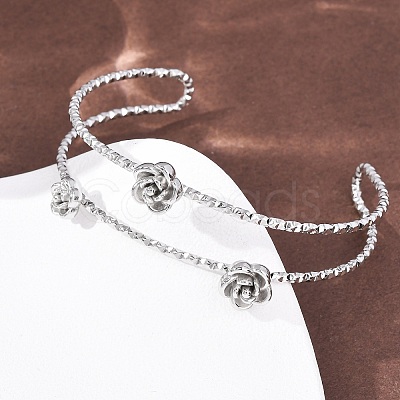 304 Stainless Steel Cuff Bangles for Women BJEW-P377-03P-1