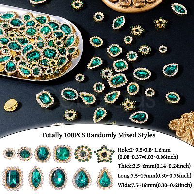 100Pcs Teardrop/Heart/Star Sew on Rhinestones GACR-TA0001-07C-1