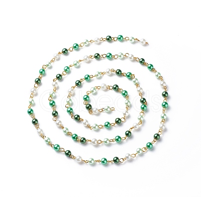 Handmade Glass Pearl Round Beaded Chains AJEW-SZ0002-40D-1