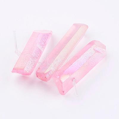 Electroplated Natural Quartz Crystal Graduated Beads Strands G-P315-A08-1