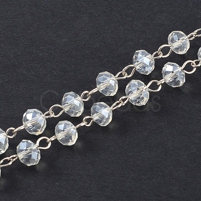 Handmade Rondelle Glass Beads Chains for Necklaces Bracelets Making AJEW-JB00120-01-1