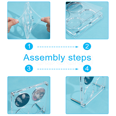 4-Hole Acrylic Action Figure Display Riser Stands with Metal Support ODIS-WH0078-55-1
