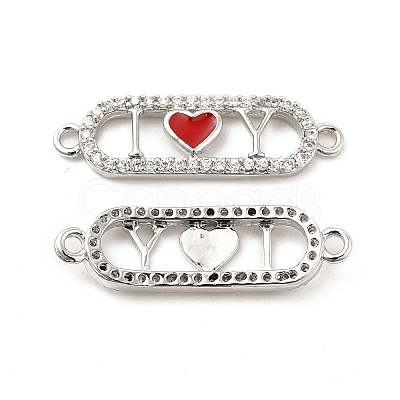 Brass Micro Pave Clear Cubic Zirconia Connector Charms KK-E068-VB403-2-1