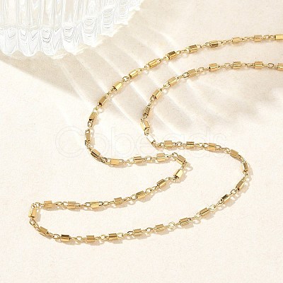 1.5MM 304 Stainless Steel Cuboid Link Chain Necklaces for Women NJEW-G201-03G-1