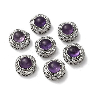 Brass Pave Natural Amethyst Multi-Strand Links KK-D366-01P-D-1