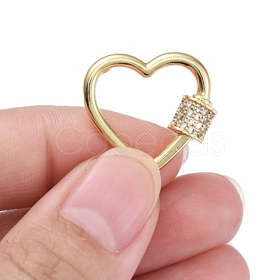 Brass Micro Pave Clear Cubic Zirconia Screw Carabiner Lock Charms ZIRC-E164-07G-1
