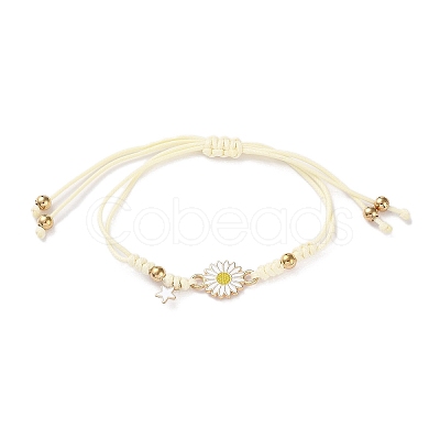 Sunflower Alloy Enamel Charms Braided Bracelets LS-BJEW-A016-01B-1