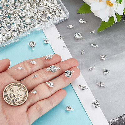 DIY Flat Round Brass Rhinestone Connector Charms & Pendant Jewelry Making Findings Kits DIY-GA0001-69P-1