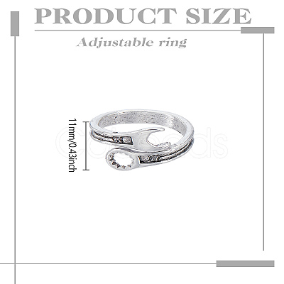 1Pc Alloy Wrench Cuff Rings RJEW-LP0002-46B-1