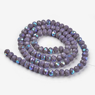 Electroplate Opaque Solid Color Glass Beads Strands EGLA-A034-P1mm-L10-1
