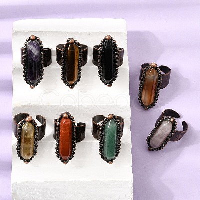 Natural Gemstone Cuff Open Rings GG-CBAB410-01-1