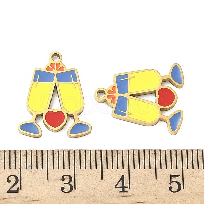 304 Stainless Steel Enamel Pendants X1-STAS-G360-04G-07-1
