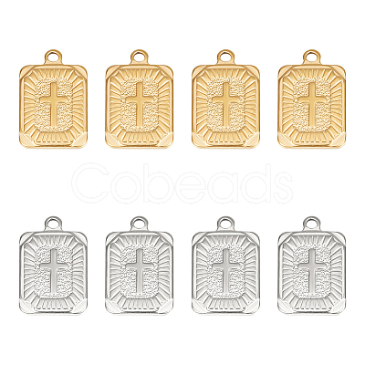 8Pcs 2 Colors 304 Stainless Steel Pendants STAS-UN0042-20-1