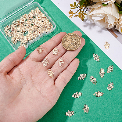 100Pcs Long-Lasting Plated Brass Filigree Charms KK-HY0004-22-1
