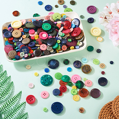 Flat Round Resin Buttons BUTT-TAC0017-01A-1