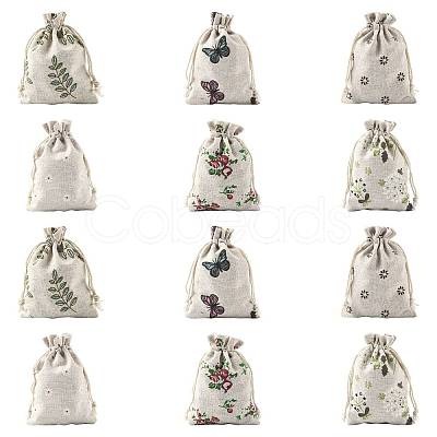 24Pcs 6 Colors Polycotton(Polyester Cotton) Packing Pouches Drawstring Bags ABAG-FS0001-12-1