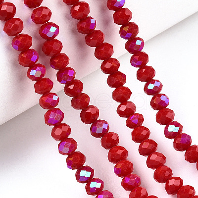Electroplate Opaque Solid Color Glass Beads Strands EGLA-A034-P4mm-L21-1