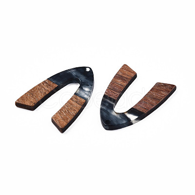Transparent Resin & Walnut Wood Pendants RESI-N025-029-C-1