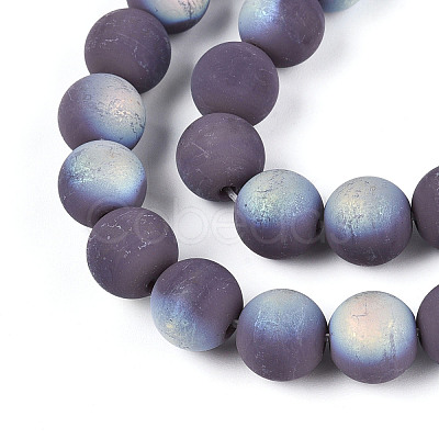 Frosted Opaque Glass Beads Strands GLAA-T032-P10mm-MBB15-1