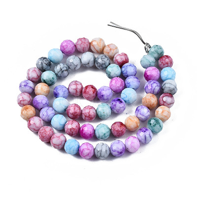 Opaque Baking Paint Crackle Glass Beads Strands EGLA-S174-33J-1