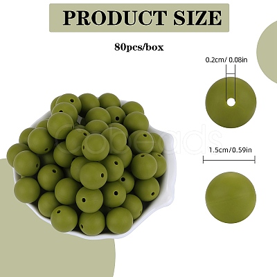 80Pcs Round Silicone Focal Beads SIL-SZ0001-24-12-1