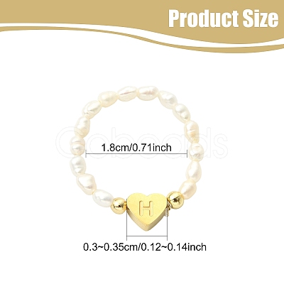 Natural Freshwater Pearl & 304 Stainless Steel Bead Finger Rings RJEW-FS00001-08-1
