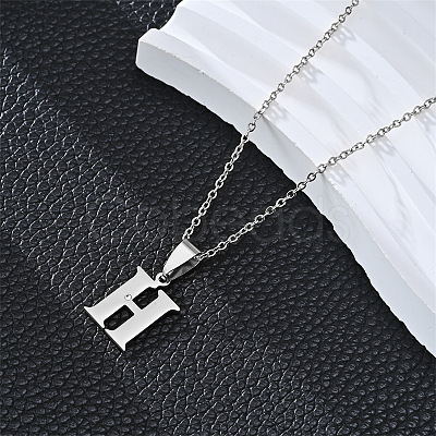 201 Stainless Steel Crystal Rhinestone Initial Pendant Necklaces FS-WG28760-14-1